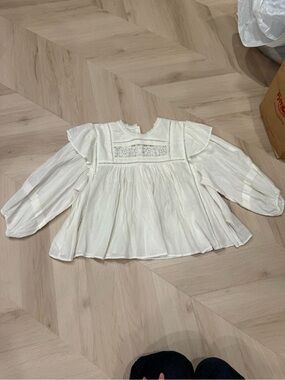 Free People Cream Lace Yoke Peasant Blouse for Kids